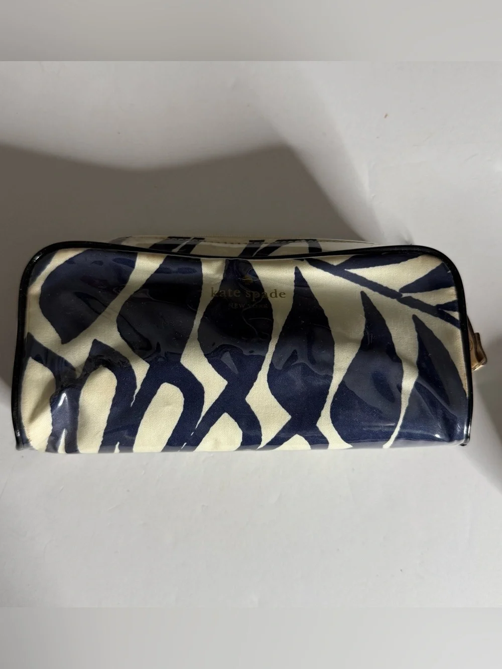 kate spade Navy and Cream Printed Cosmetic Pouch